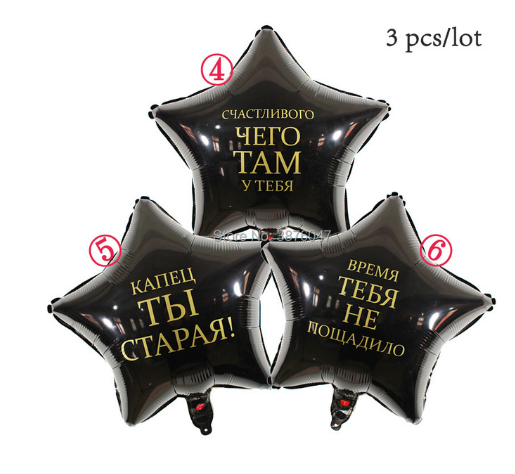 Повітряні кульки "День Народження" 3 шт. Чорні (sv1507)