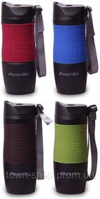 Термокружка Kamille Coffee 380мл с ремешком, нержавеющая сталь KM-2052A