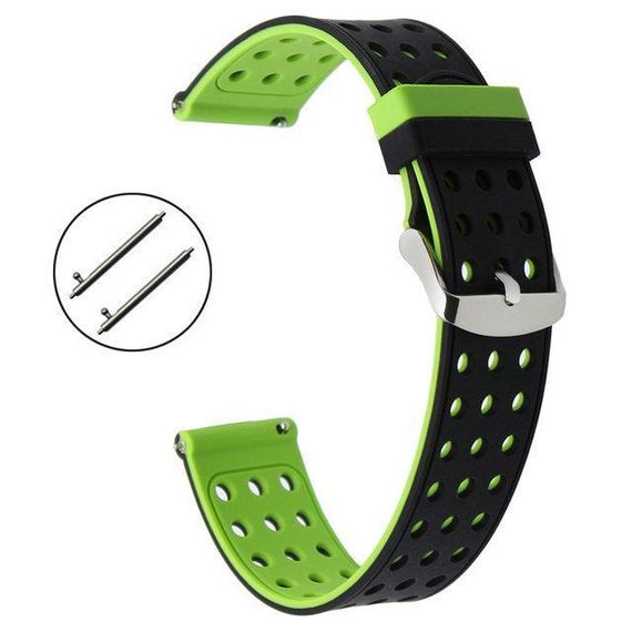 Подвійний ремінець з перфорацією Primo для годинника Xiaomi Huami Amazfit Bip / Amazfit GTS - Black&Green | Зображення 1