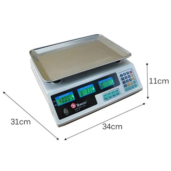 Ваги торгові електронні до 50кг, Domotec MS 228 / Акумуляторні електроваги з лічильником ціни | Зображення 5