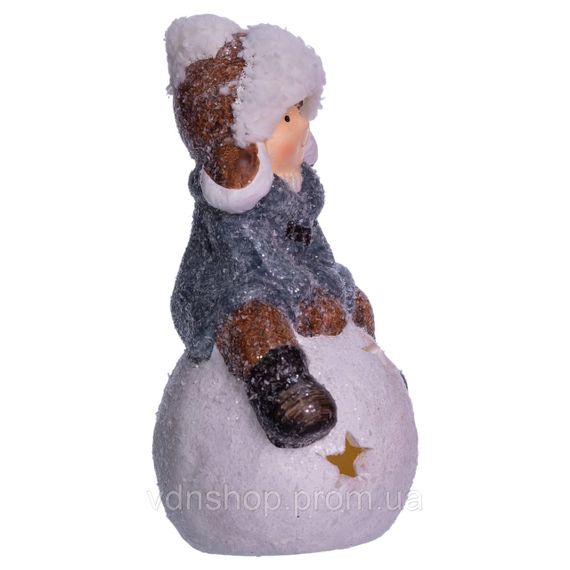 Новогодняя декоративная фигурка с подсветкой 10×8.5×16 см Новогодний декор Ребенок на снежном шаре из фарфора CR-5-20 | Зображення 1