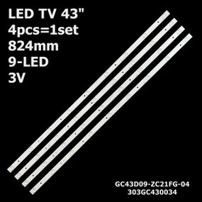 LED підсвітка TV 43" 9-led 824mm 3V GC43D09-ZC21FG-04 303GC430034 DLED43GC4X9 4шт.