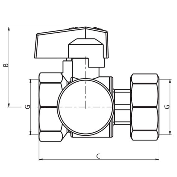 Кран ГГМ з накидною гайкою з термометром Koer KR.1034 - 1" прямий (KR2892) | Зображення 1