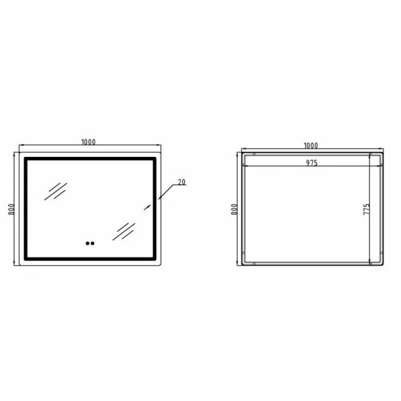 Дзеркало Qtap Mideya (DC-F910) 1000х800 з LED-підсвічуванням Touch, з антизапотіванням, димером QT2078F910W | Зображення 1