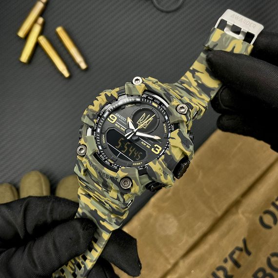 Чоловічий годинник Awarder 001 Тризуб золото Camo Green | Зображення 1