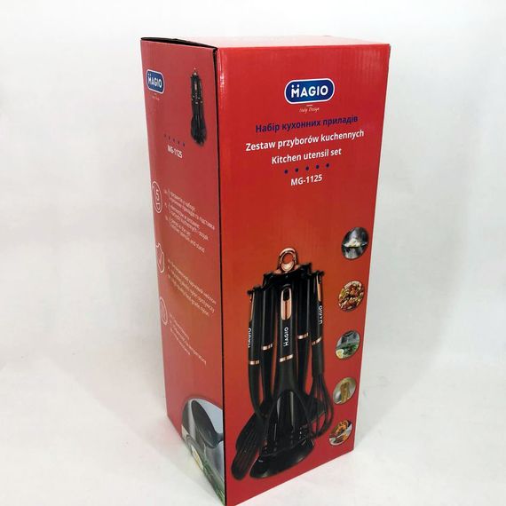 Набір кухонних приладів Magio MG-1125, набір поварешок на підставці, набір силіконових приладів для кухні | Зображення 2
