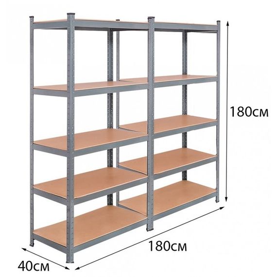Стелаж металевий 2 секції 10 полиць Siker 180x90x40 | Зображення 5