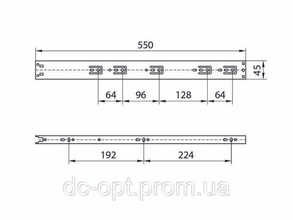 Направляющая телескопическая с доводчиком  L-550мм Н-45мм Чёрная ДС ПреміумЛайн | Зображення 1