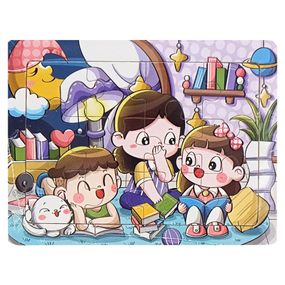 Детский деревянный пазл-вкладыш "Веселые истории" MD 1343-3, 12 элементов