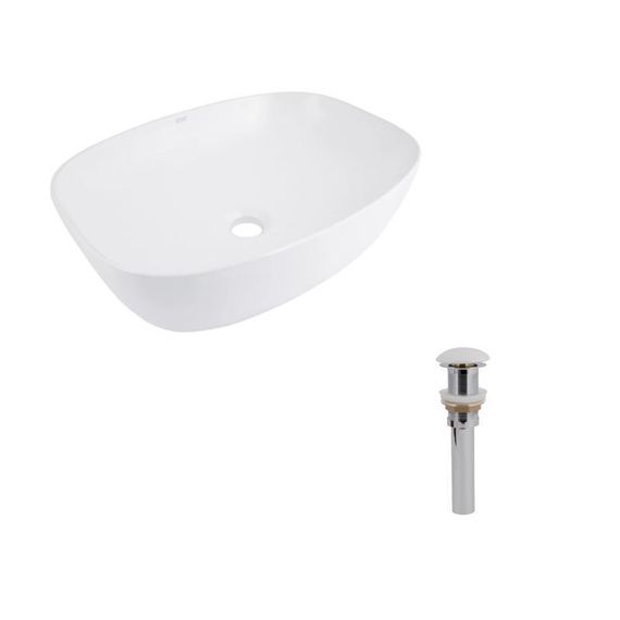Комплект Qtap Cardinal: Раковина накладна 500×380×140 мм, White, овальна + Донний клапан Pop-up PU02