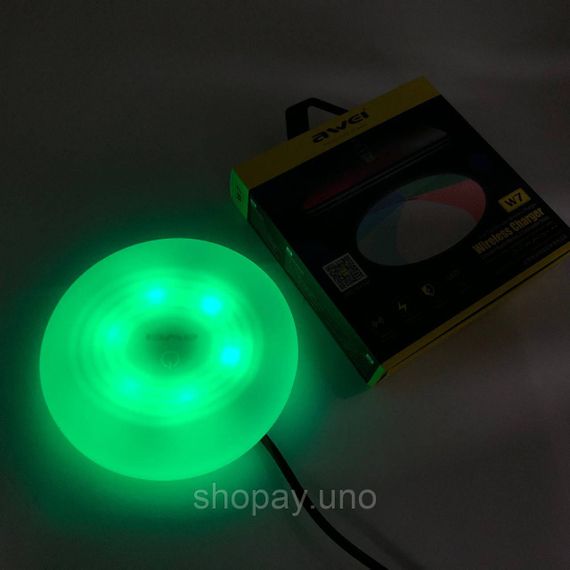 Бездротова зарядка з підсвічуванням 7 кольорів 10W 7 COLOR Awei W7 + WIRELESS CHARGE TO-43 | Зображення 7