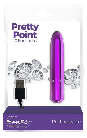 Віброкуля PowerBullet Pretty Point Rechargeable Bullet Purple, потужний точковий вібратор, фіолетовий | Зображення 4
