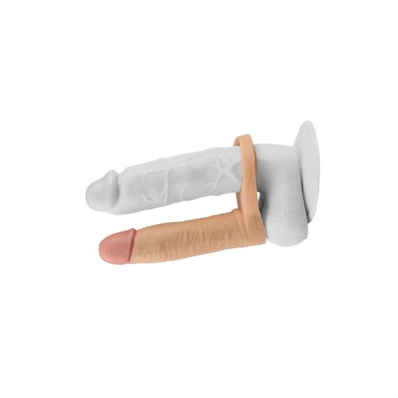 Анальна насадка з вібрацією Lovetoy The Ultra Soft Double 5.8, тілесна | Зображення 1