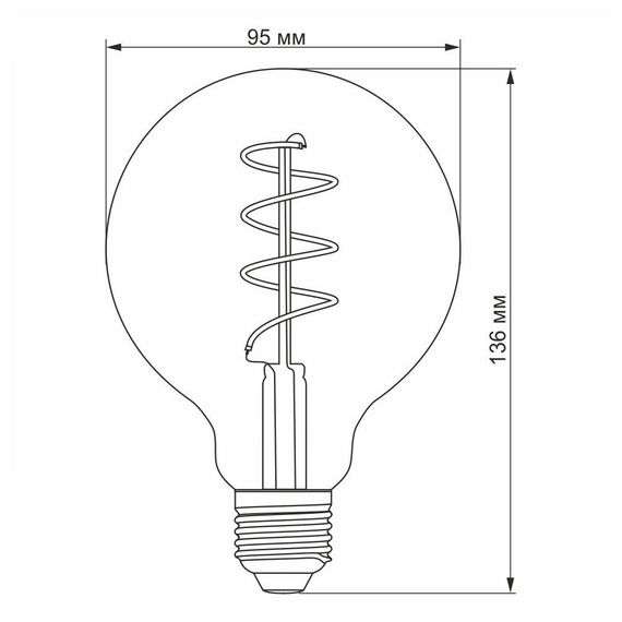 Світлодіодна лампа VIDEX Filament G95FGD 4W E27 2100K дімерна графіт | Зображення 3