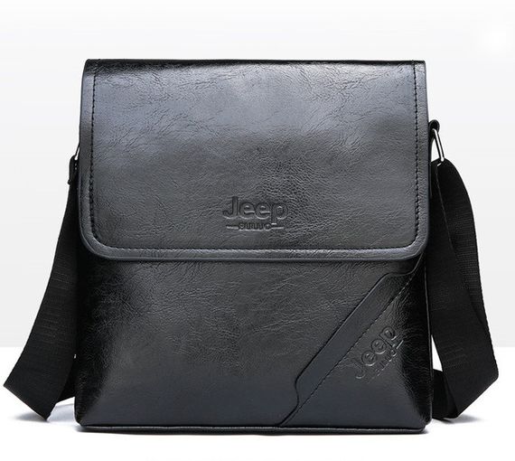 Сумка чоловіча через плече планшет крос-боді Jeep чорна (684Ч)