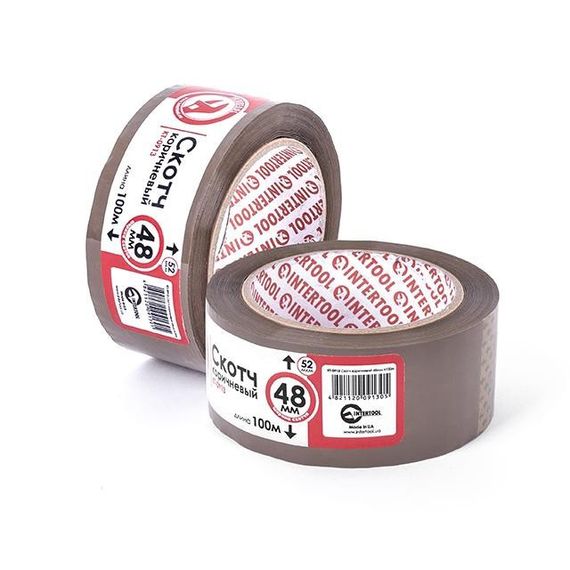 Скотч коричневий 48 мм*100 м*52 мкм INTERTOOL KT-09131 | Зображення 2