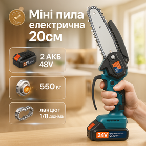 Акумуляторна пила для професіоналів і любителів Domotec 8"(20см) 48 В, Міні-пила для дому акумуляторна SX-26