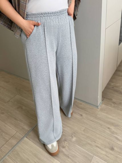 Женские трикотажные штаны палаццо со стрелками BR1727 цвет серый, размер 56/58 | Зображення 3