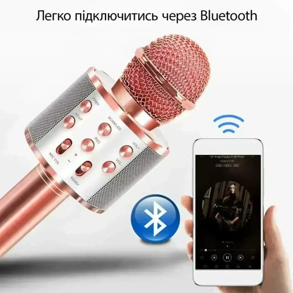 ОЧЕНКА! Бездротовий караоке-мікрофон Wster WS-858 Bluetooth (Плохе паковання 3507)