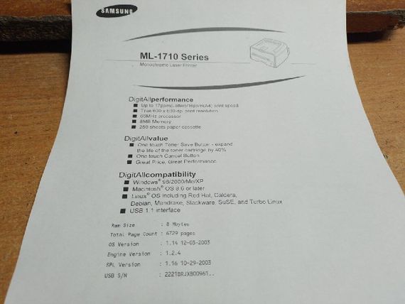 Принтер Samsung ML-1710 / Лазерная монохромная печать / 600x600 dpi / 16 стр./мин / A4 / USB 2.0 б/у | Зображення 3