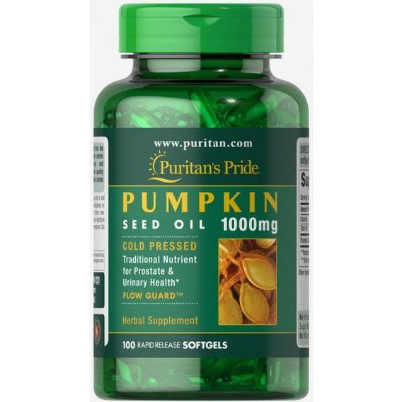 Комплекс для профілактики тиску та кровообігу Puritan's Pride Pumpkin seed oil 1000 mg 100 Softgels