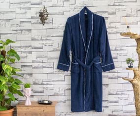 Халат Zeron 128274 Туреччина XL  Велюр Синій