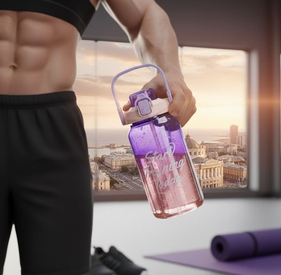 Спортивная бутылка для воды START TRAINING (1500 мл) - Фиолетовая с ручкой | Зображення 8