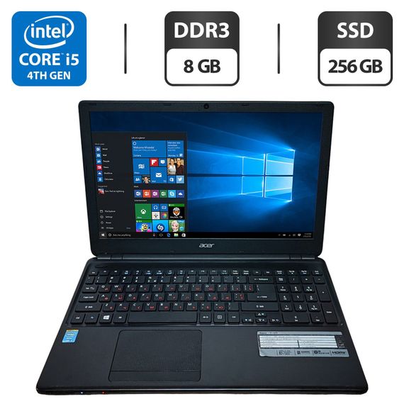 Ноутбук Acer Aspire E1-572 / 15.6" (1366x768) TN / Intel Core i5-4200U (2 (4) ядра по 1.7 - 2.7 GHz) / 8 GB DDR3 / 256 GB SSD / Intel HD Graphics 4600 / WebCam / DVD-ROM б/у
