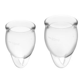 Набір менструальних чаш Satisfyer Feel Confident (Transparent), 15мл та 20мл, мішечок для зберігання sexstyle