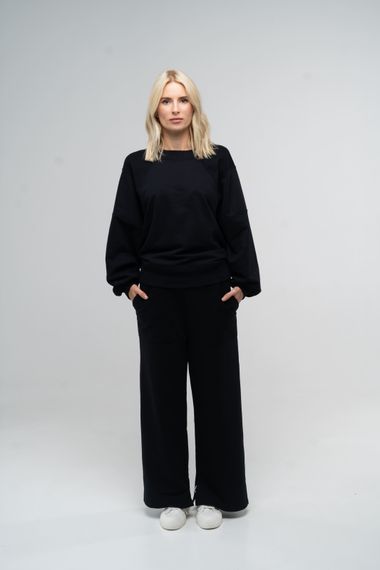 Костюм жіночий світшот та штани чорний, XL | Зображення 2