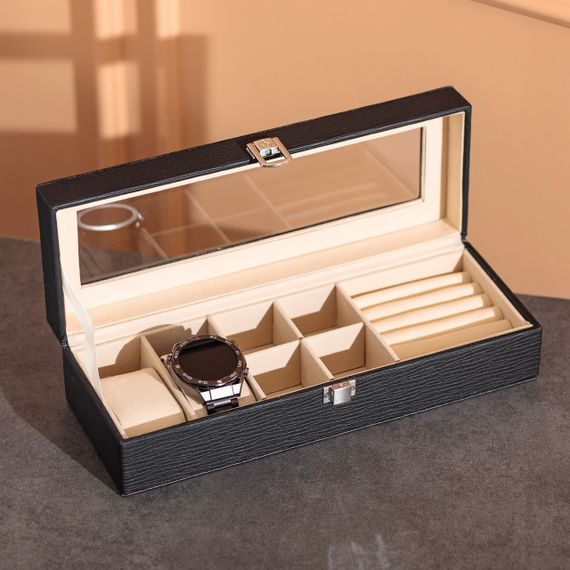 Скринька для прикрас із еко шкіри 31×11×8 см органайзер для ювелірних виробів HP-5-5B | Зображення 5