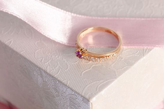 Кольцо из красного золота с аметистом 16 | Зображення 3