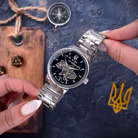Класичний чоловічий годинник Awarder 022 Silver-Black Mechanic Metall Не Забуду Дім | Зображення 2
