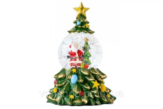 Музичний сніговий шар-нічник "Ялинка" 15*15*23см LED, 5 Мелодій (XHF-8001) | Зображення 3