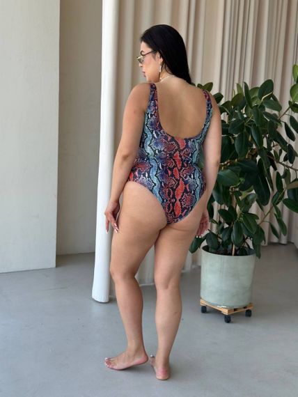 Яскравий суцільний купальник  PLUS SIZE | Зображення 3