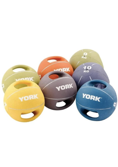 Мяч медбол 8кг York Fitness с двумя ручками синий | Зображення 3