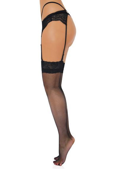 Панчохи в дрібну сіточку Daring Intimates, з мереживом, чорні | Зображення 5