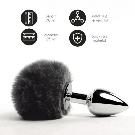 Анальна пробка FeelzToys - Bunny Tails Butt Plug Black | Зображення 1