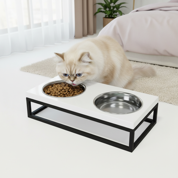Миски на подставке для маленьких собак и котов Hollky Base S (2 × 0,45 л) BS-36187-BLWH | Зображення 1