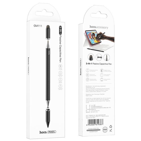Стілус Hoco GM111 Cool Dynamic series 3in1 Passive Universal Capacitive Pen Black | Зображення 4