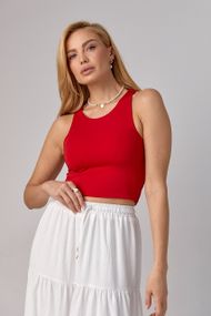 Базовый кроп-топ с эластичной ткани - красный цвет, XL (есть размеры)