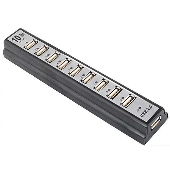 Розгалужувач USB HUB на 10 портів з активною зарядкою 220V. Колір чорний | Зображення 2