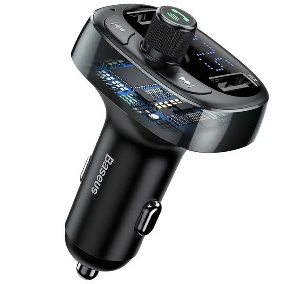 АЗП FM модулятор Baseus S-09 Overseas Edition 3.4A (2USB-A) (CCMT000301) Black | Зображення 1