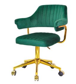 Крісло Jeff GD-Modern Office велюр зелений B-1036, золота нога-хрестовина модерн із колесиками