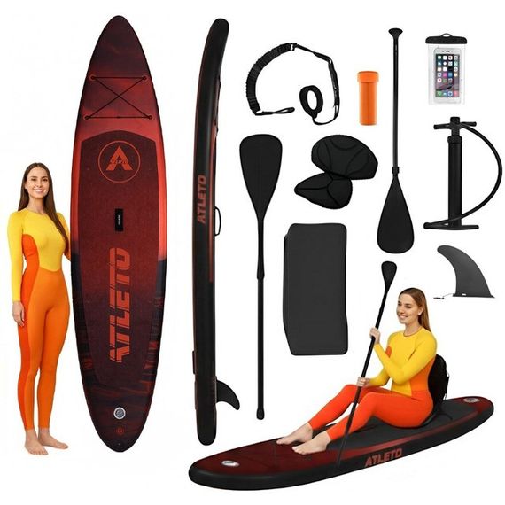 Сапборд SUP-дошка Atleto Лайф 350 см надувна для плавання з сидінням та веслом 42401125