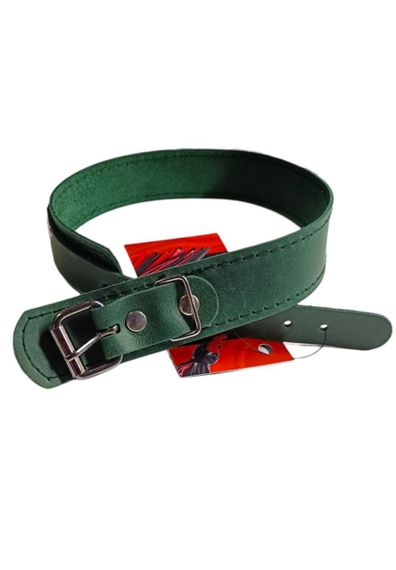 Оригінальний нашийник із високоякісної натуральної шкіри в темно-зеленому кольорі Sex Aura | Зображення 3