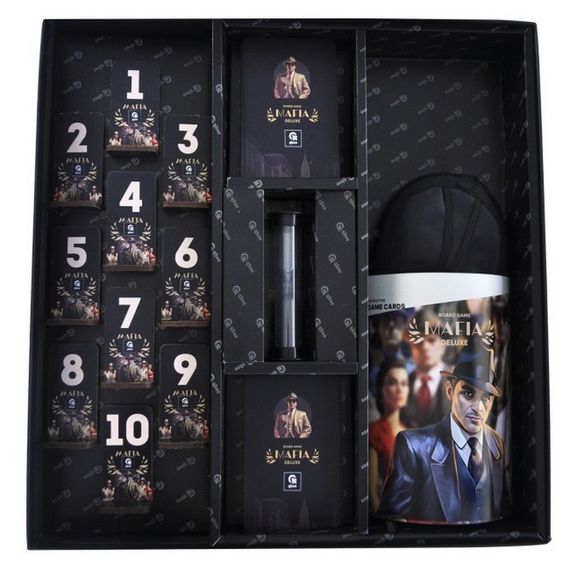 Настільна гра "Мафія Делюкс" QB701-002 з пісочним годинником, пов'язками для очей | Зображення 1