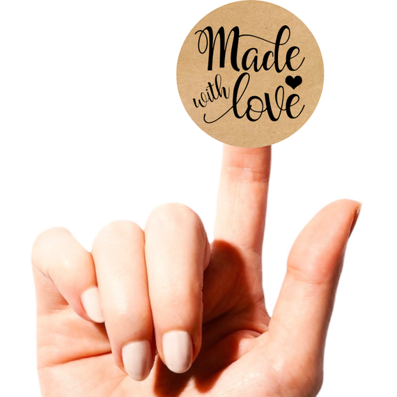 Этикетка наклейка круглая крафт "Made with love 01", Диаметр 50 мм, 250 шт/рулон, Viskom | Зображення 1