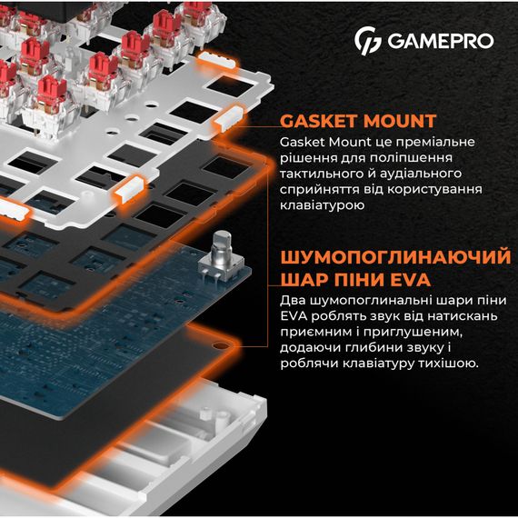 Клавіатура GamePro MK160B Hot-Swap Red Swich RGB USB UA Black (MK160B) | Зображення 7