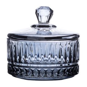 Конфетница с крышкой Ø 10 см стеклянная Серая HP-YH-78